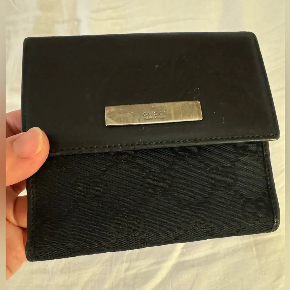 Authentic Gucci GG logo canvas Black leather Wallet - Picture 3 of 15